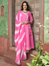 Blush Bandhej Pink Bandhani Printed Anarkali Kurta Pant with Dupatta Set Ethnic Wear for Women