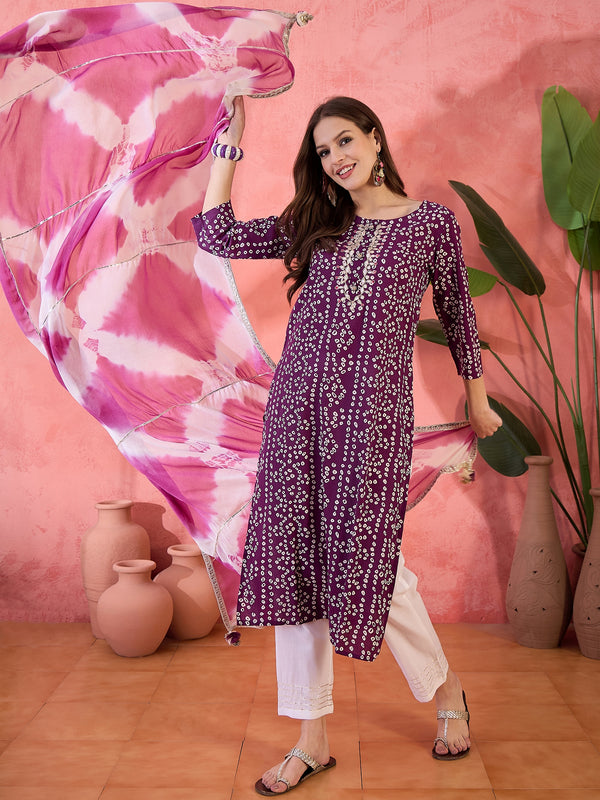 Desert Dream Bandhej Printed Cotton Kurta with Trouser & Dupatta