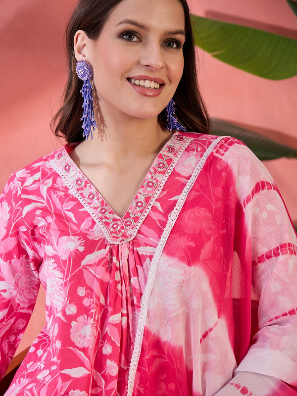 Ruby Aura Embroidered Maroon Silk Blend Kurta with Trouser & Dupatta