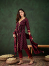 Gotta Grace Printed V-Neck Cotton A-Line Kurta & Trouser with Dupatta