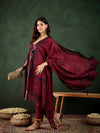 Gotta Grace Printed V-Neck Cotton A-Line Kurta & Trouser with Dupatta