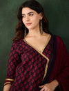 Gotta Grace Printed V-Neck Cotton A-Line Kurta & Trouser with Dupatta