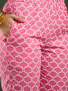 Blush Bloom Pink Floral Printed Cotton Kurta with Trousers & Dupatta