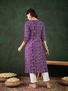 Lavender Bandhani Printed Kantha Embroidered Kurta