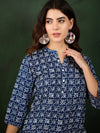Indigo Garden Floral Printed Viscose Top