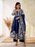 Midnight Bloom – Navy Blue Printed Anarkali Kurta Pant with Dupatta Set