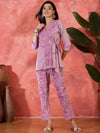 Serene Poise Floral Embroidered Overlapping Tie-Up Top & Trouser Co-Ord Set