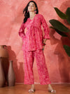Nooraya Petal Pure Cotton Pink V-Neck Three-Quarter Sleeves Co-Ord Set