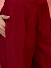 Amaira Crimson Embroidered Pure Cotton Tunic with Trousers Co-Ord Set