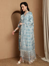 Blue Haven Premium Embroidered Kurta Trouser & Dupatta Set