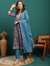 Celeste Grace Printed Pure Cotton A-Line Kurta Pant with Dupatta Set