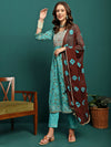 Blue Mirage Printed Cotton Kurta Set
