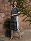Midnight Matrix Geometric Printed Kurta Pant with Dupatta Set