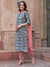 Blue Floral Printed Gotta Patti Pure Cotton Kurta with Trousers & Dupatta