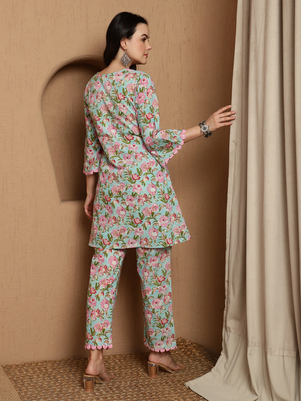 Turia Grace Floral Printed Top & Trouser Co-Ord Set