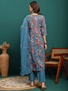Celeste Grace Printed Pure Cotton A-Line Kurta Pant with Dupatta Set