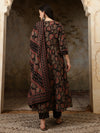 Inaya Black Floral Bead & Stone Work Cotton Anarkali Kurta Set with Dupatta