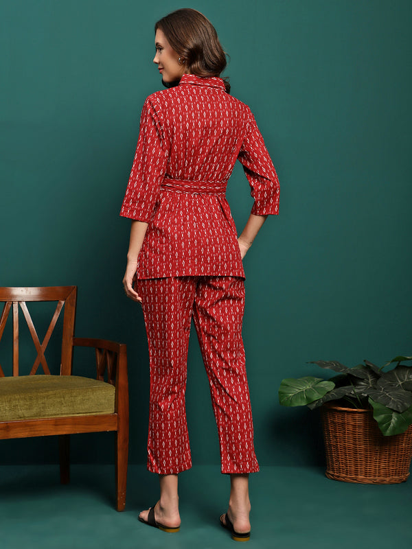 Auburn Whisper Printed Pure Cotton Tunic & Trousers Co-Ord Set