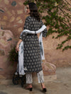 Midnight Matrix Geometric Printed Kurta Pant with Dupatta Set