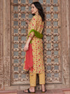 Apricot Aura Floral Printed Cotton Kurta Pant with Dupatta Set Ethnic Wear for Women
