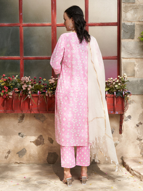Rose Mirage Floral Printed Kurta Pant Dupatta Set