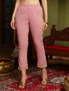 Mauve Ethnic Motifs Embroidered Sequinned Straight Kurta With Trouser & Dupatta