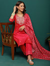 Roselle Grace Embroidered Silk Kurta Pant Dupatta Set