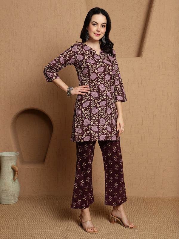 Tavisa Dark Brown Pure Cotton Co-ord Set