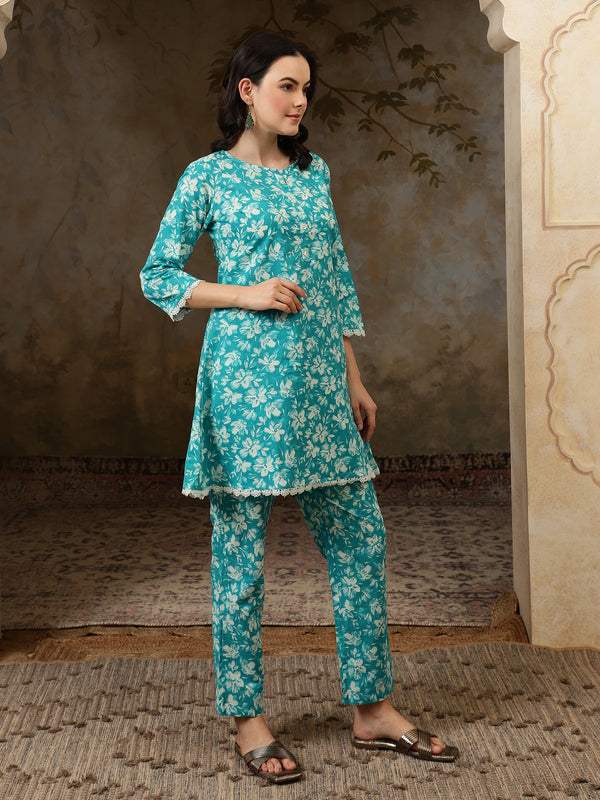 Aarini Printed Pure Cotton Tunic & Trousers Co-ord Set