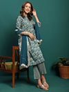 Marine Whisper Printed Cotton Kurta Set