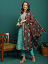 Blue Mirage Printed Cotton Kurta Set