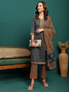 Ocean Drift Printed Pure Cotton Straight Kurta With Trouser & Dupatta Set