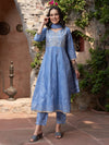 Indigo Drape Bandhej Printed Kurta Pant Dupatta Set