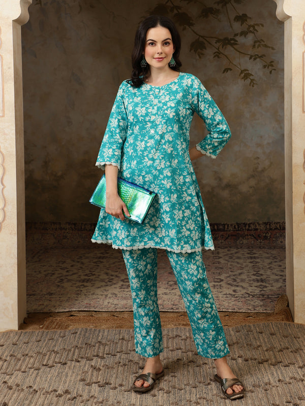 Aarini Printed Pure Cotton Tunic & Trousers Co-ord Set
