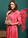 Blush Bloom Printed Pure Cotton Straight Kurta With Trouser & Dupatta Set