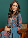 Celeste Grace Printed Pure Cotton A-Line Kurta Pant with Dupatta Set