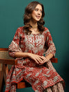 Ruby Harvest Printed Pure Cotton Kurta With Trouser & Dupatta Set