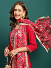 Scarlet Aura Embroidered Straight Kurta Pant with Dupatta Set