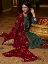 Green Ethnic Motifs Printed Gotta Patti Straight Kurta & Trouser With Dupatta