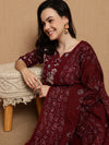 Ethnic Motifs Printed Regular Pure Cotton Kurta With Trouser & Dupatta