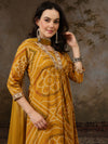 Sunehri Raag Bandhani Printed Pure Cotton Anarkali Kurta Set with Dupatta