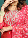 Roselle Grace Embroidered Silk Kurta Pant Dupatta Set