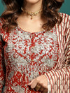 Ruby Harvest Printed Pure Cotton Kurta With Trouser & Dupatta Set