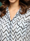 Zig Aura Chevron Printed Pure Cotton Shirt & Pyjama Co-Ord Set