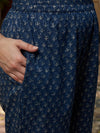 Blue Printed Gotta Patti Pure Cotton Empire A-Line Kurta with Trousers & Dupatta