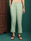 Mint Mirage Floral Embroidered Kurta & Trouser With Dupatta Set