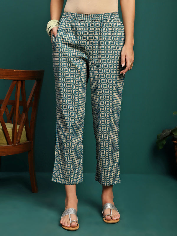 Marine Whisper Printed Cotton Kurta Set