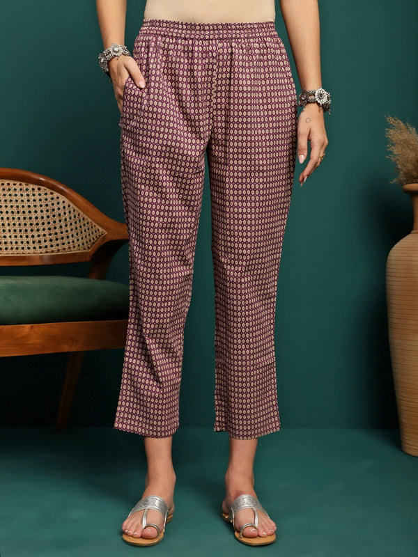 Amethyst Bloom Printed A-Line Kurta Pant with Dupatta Set