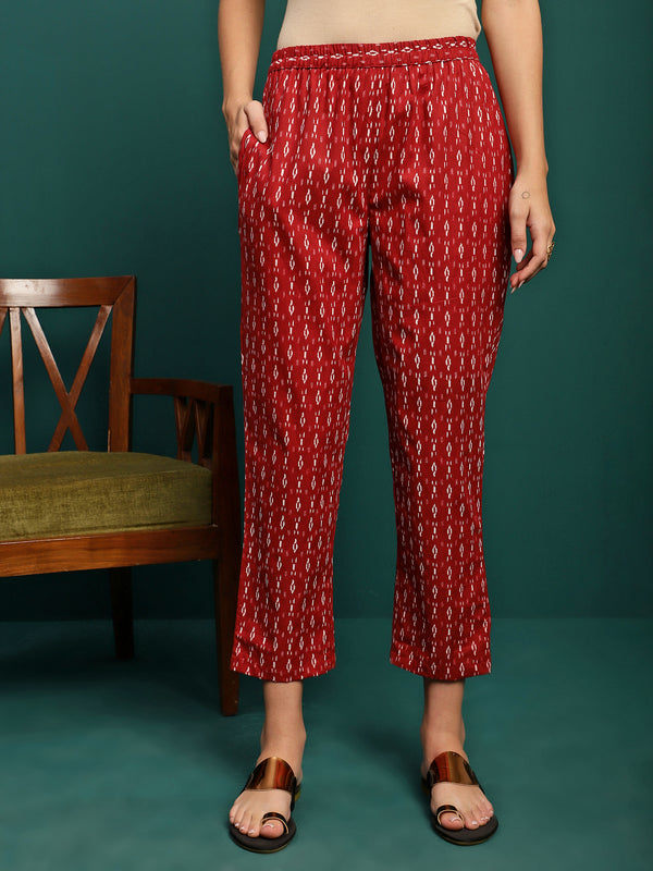 Auburn Whisper Printed Pure Cotton Tunic & Trousers Co-Ord Set