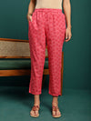 Blush Bloom Printed Pure Cotton Straight Kurta With Trouser & Dupatta Set